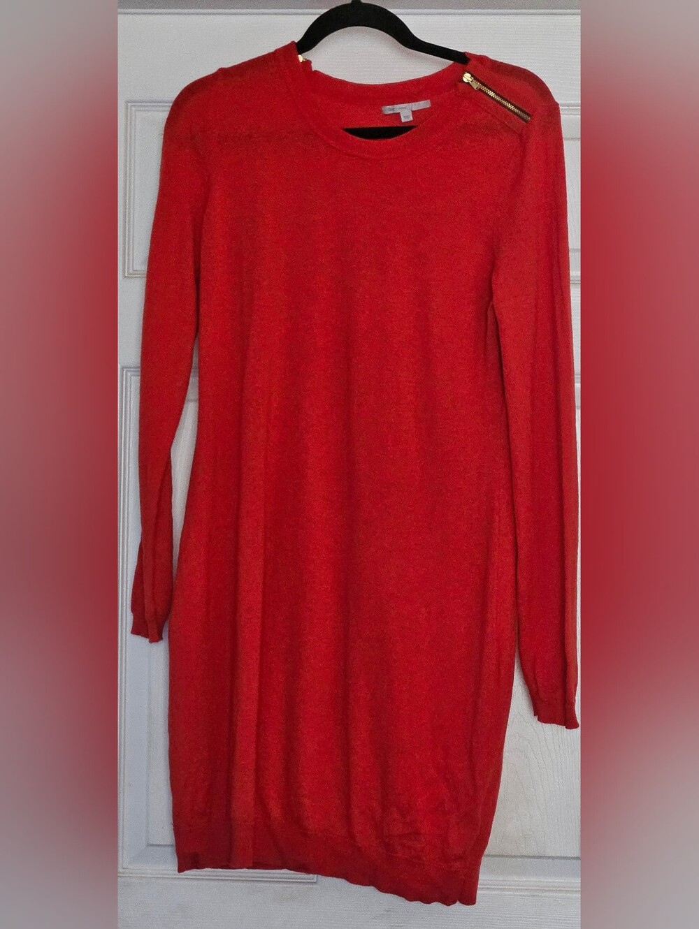 Red Long Sleeve Wool Women's Sweater Dress